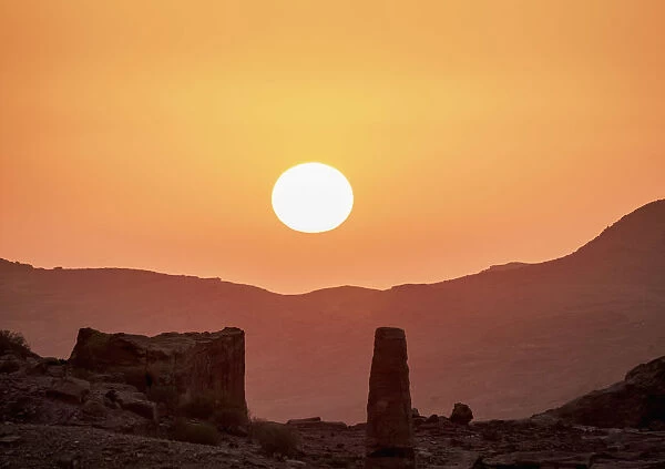 Obelisk at sunset, Petra, Ma an Governorate, Jordan