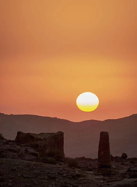 Obelisk at sunset, Petra, Ma an Governorate, Jordan