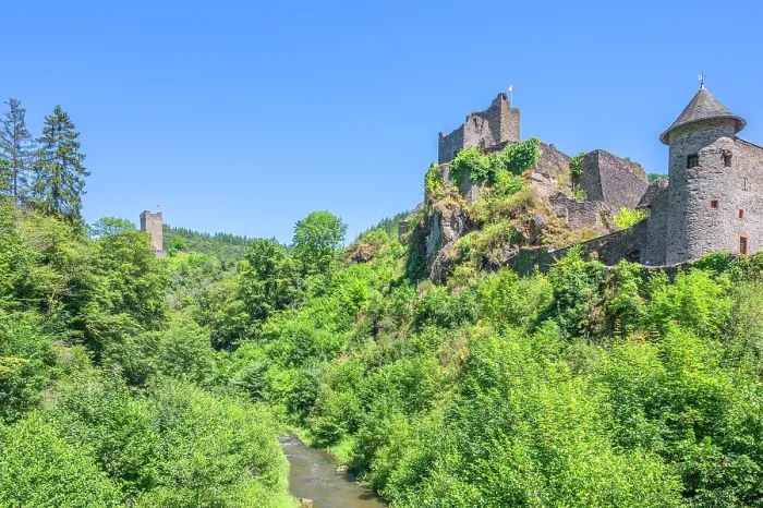 Framed Print : Ober- and Niederburg with river Lieser, Manderscheid castles, Eifel, Rhineland-Palatinate, Germany Framed Print : Ober- and Niederburg with river Lieser, Manderscheid castles, Eifel, Rhineland-Palatinate, Germany