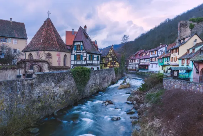 Framed Print : Oberhof Chapel above the Weiss River, Kaysersberg, Haut-Rhin, Alsace, France