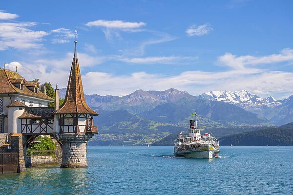 Oberhofen castle at Lake Thun, Berner Oberland, canton Berne, Switzerland