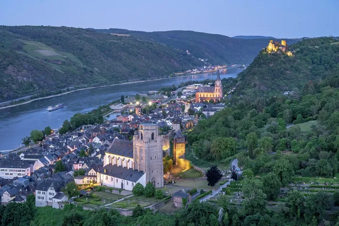 Framed Print : Oberwesel at dusk, Rhine valley, Rhineland-Palatinate, Germany Framed Print : Oberwesel at dusk, Rhine valley, Rhineland-Palatinate, Germany