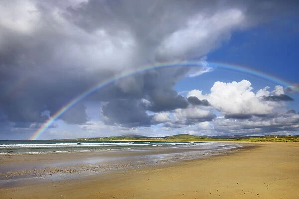 Ocean coast with rainbow - Ireland, Donegal, Fanad, Rinboy, Ballyhiernan Bay
