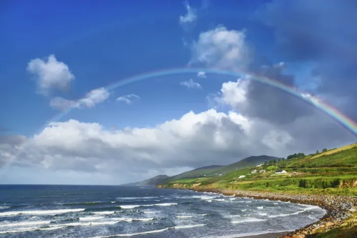 Framed Print : Ocean coast with rainbow - Ireland, Kerry, Dingle Peninsula, Inch, Inch Strand Framed Print : Ocean coast with rainbow - Ireland, Kerry, Dingle Peninsula, Inch, Inch Strand