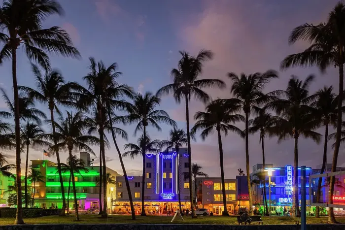 Framed Print : Ocean Drive at dusk, Miami, United States of America Framed Print : Ocean Drive at dusk, Miami, United States of America