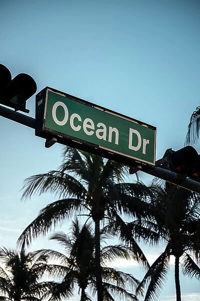Ocean Drive signage, South Beach, Miami, Dade County, Florida, USA
