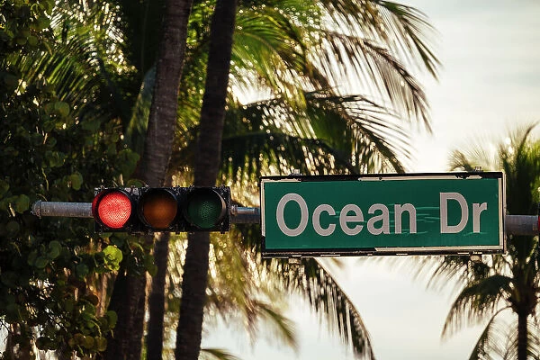 Ocean Drive signage, South Beach, Miami, Dade County, Florida, USA
