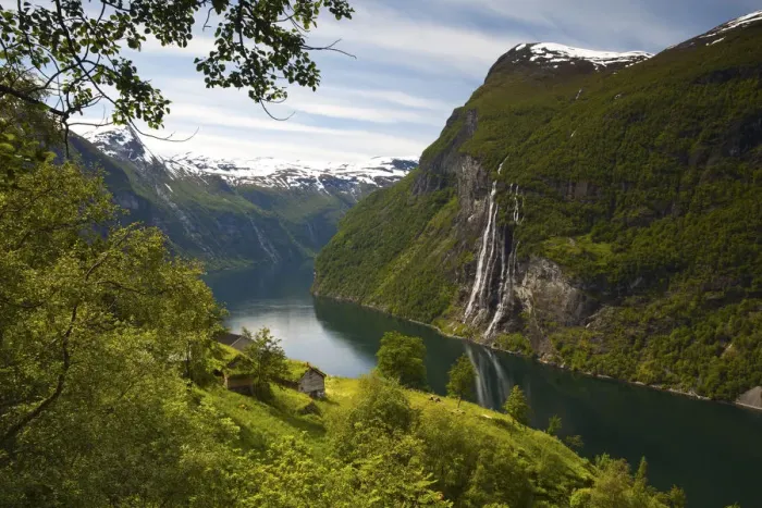 Framed Print : Old abandoned farm & the Seven Sisters waterfall, Geiranger Fjord, Geiranger, More