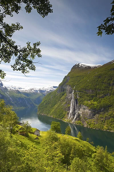 Old abandoned farm & the Seven Sisters waterfall, Geiranger Fjord, Geiranger, More