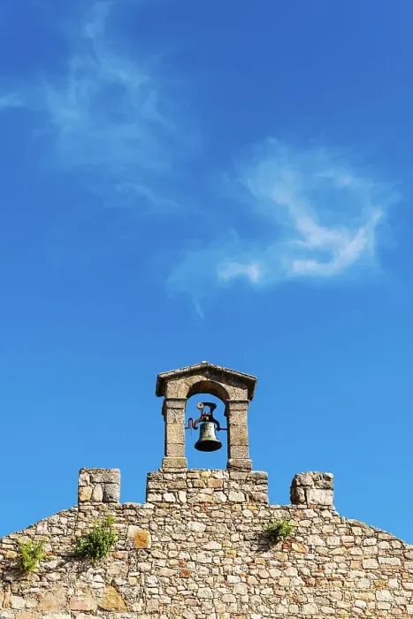 Framed Print : Old bell on top of the stone wall in Castillo de Trujillo (Trujillo Castle), Extremadura, Caceres, Spain Framed Print : Old bell on top of the stone wall in Castillo de Trujillo (Trujillo Castle), Extremadura, Caceres, Spain