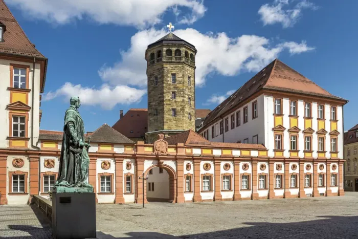 Framed Print : Old castle with Maximilian monument and castle tower, Bayreuth, Upper Franconia, Bavaria Framed Print : Old castle with Maximilian monument and castle tower, Bayreuth, Upper Franconia, Bavaria