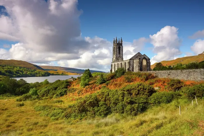 Framed Print : The Old Church of Dunlewey at Dunlewey lough Poisoned Glen, County Donegal, Ulster region, Ireland, Europe Framed Print : The Old Church of Dunlewey at Dunlewey lough Poisoned Glen, County Donegal, Ulster region, Ireland, Europe
