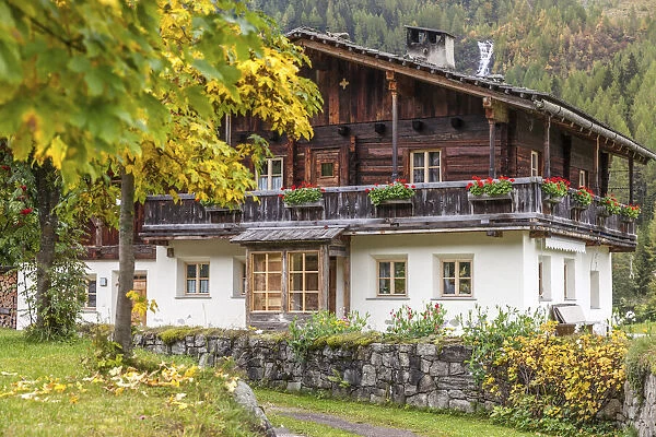 Old farmhouse in Kasern in the rear Ahrntal, South Tyrol, Italy