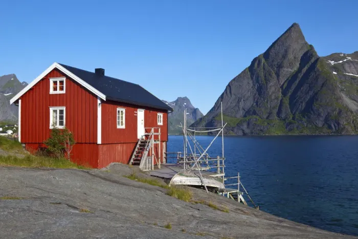 Framed Print : Old fishing houses, Toppoya, Moskenesoy, Lofoten Islands, Nordland, Norway Framed Print : Old fishing houses, Toppoya, Moskenesoy, Lofoten Islands, Nordland, Norway