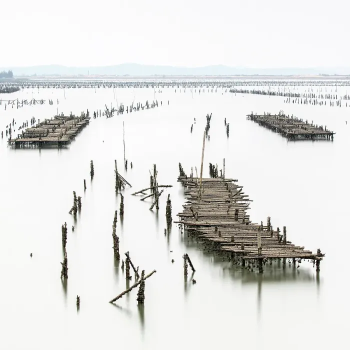 Framed Print : Old fishing jetties, Halong Bay, Quang Ninh Province, Vietnam