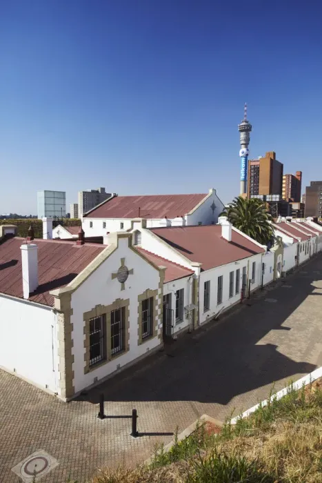 Framed Print : Old Fort in Constitution Hill with Telkom Tower in background, Johannesburg, Gauteng Framed Print : Old Fort in Constitution Hill with Telkom Tower in background, Johannesburg, Gauteng