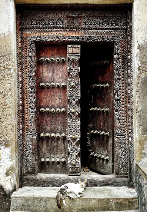 Framed Print : Old heavy carved wooden door, Stonetown, Zanzibar, Tanzania Framed Print : Old heavy carved wooden door, Stonetown, Zanzibar, Tanzania
