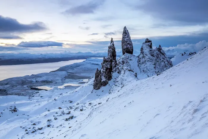 Framed Print : Old Man of Storr and snow covered landscape, Storr Rocks, Isle of Skye, Inner Hebrides, Scotland, United Kingdom Framed Print : Old Man of Storr and snow covered landscape, Storr Rocks, Isle of Skye, Inner Hebrides, Scotland, United Kingdom