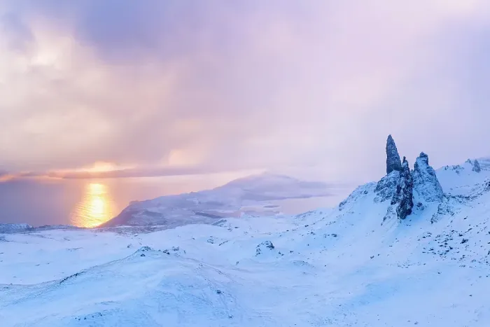Framed Print : Old Man of Storr and snow covered landscape, Storr Rocks, Isle of Skye, Inner Hebrides, Scotland, United Kingdom Framed Print : Old Man of Storr and snow covered landscape, Storr Rocks, Isle of Skye, Inner Hebrides, Scotland, United Kingdom