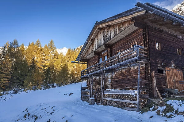 Old mountain hut on the Alp Oberstalleralm, Innervillgraten, Villgraten valley