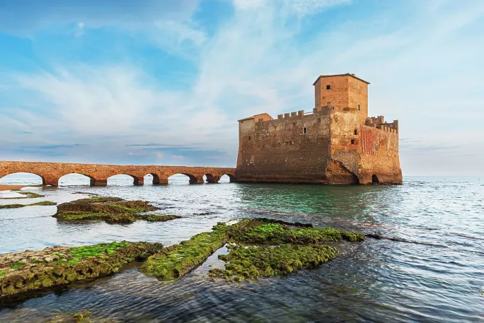 Framed Print : The old narrow bridge leading to the medieval castle of Torre Astura with roman ruins, Nettuno municipality, Rome province, Latium, Italy Framed Print : The old narrow bridge leading to the medieval castle of Torre Astura with roman ruins, Nettuno municipality, Rome province, Latium, Italy
