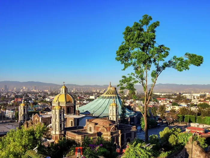 Framed Print : Old and New Basilicas of Guadalupe at sunrise, elevated view, Villa de Guadalupe, Mexico City, Mexico Framed Print : Old and New Basilicas of Guadalupe at sunrise, elevated view, Villa de Guadalupe, Mexico City, Mexico