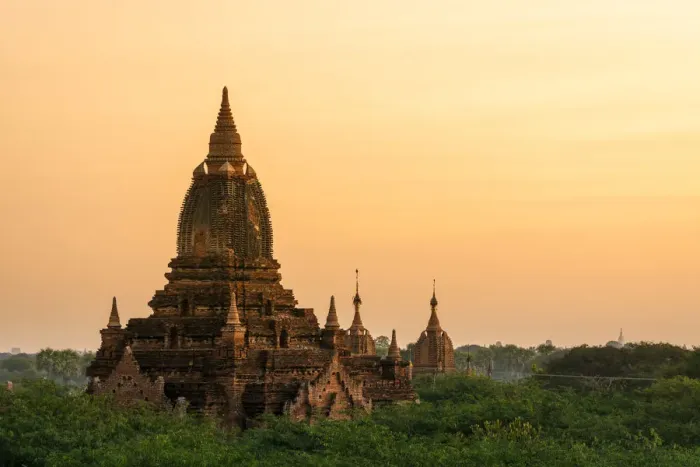 Framed Print : Old pagoda amidst trees against orange sky during sunrise, Bagan, Mandalay Region Framed Print : Old pagoda amidst trees against orange sky during sunrise, Bagan, Mandalay Region