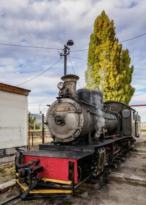 Framed Print : Old Patagonian Express La Trochita, steam train taking water, Esquel Train Station Framed Print : Old Patagonian Express La Trochita, steam train taking water, Esquel Train Station