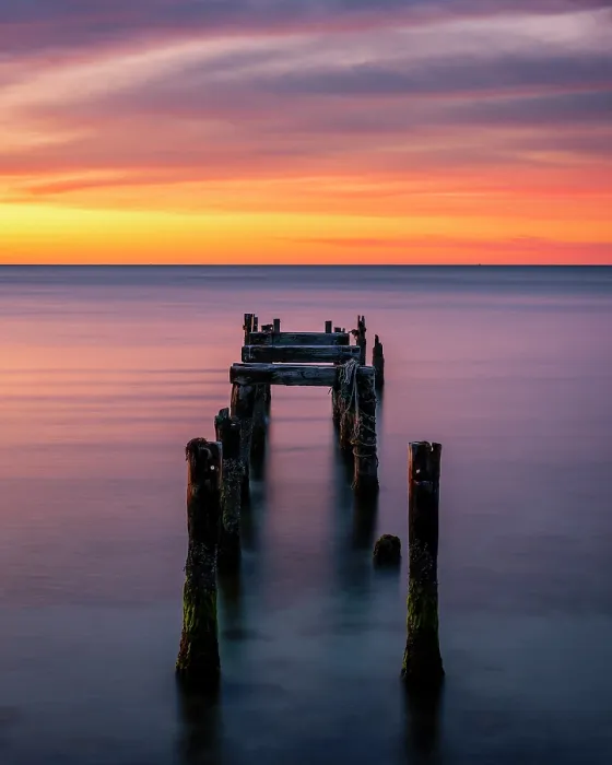 Framed Print : Old pier pillars at sunrise on Cape Cod, Falmouth Heights, Massachusetts, USA Framed Print : Old pier pillars at sunrise on Cape Cod, Falmouth Heights, Massachusetts, USA
