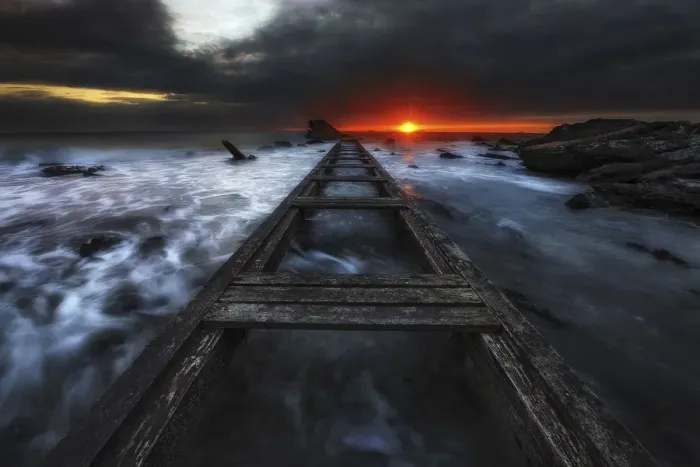 Framed Print : An old pier along the Tuscan coast near Livorno at sunset, Tuscany, Italy Framed Print : An old pier along the Tuscan coast near Livorno at sunset, Tuscany, Italy