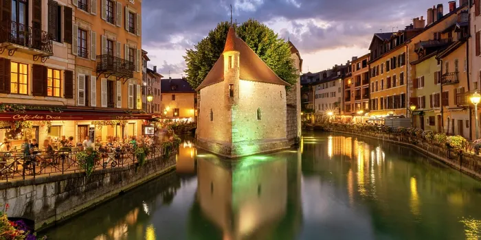 Framed Print : The Old Prison on Thiou Canal at Night, Annecy, Haute-Savoie, France Framed Print : The Old Prison on Thiou Canal at Night, Annecy, Haute-Savoie, France