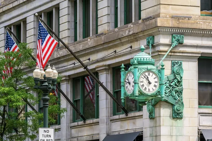 Framed Print : Old public clock outside Macys store, Chicago, Illinois, USA Framed Print : Old public clock outside Macys store, Chicago, Illinois, USA