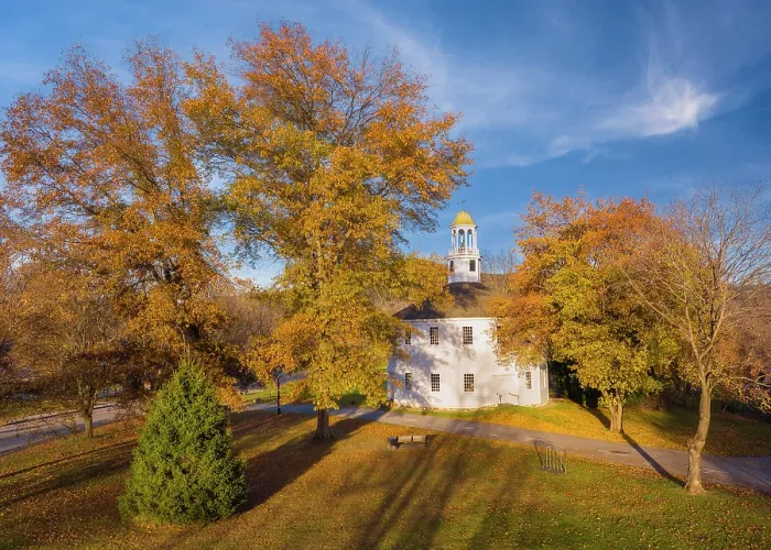 Framed Print : The Old Round Church at sunset in autumn, Richmond, Vermont, USA Framed Print : The Old Round Church at sunset in autumn, Richmond, Vermont, USA