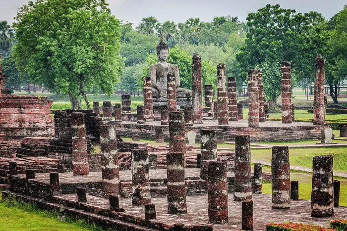 Framed Print : Old ruins of a Buddhist temple built from bricks in Sukhothai Historical Park, Sukhothai, Thailand Framed Print : Old ruins of a Buddhist temple built from bricks in Sukhothai Historical Park, Sukhothai, Thailand