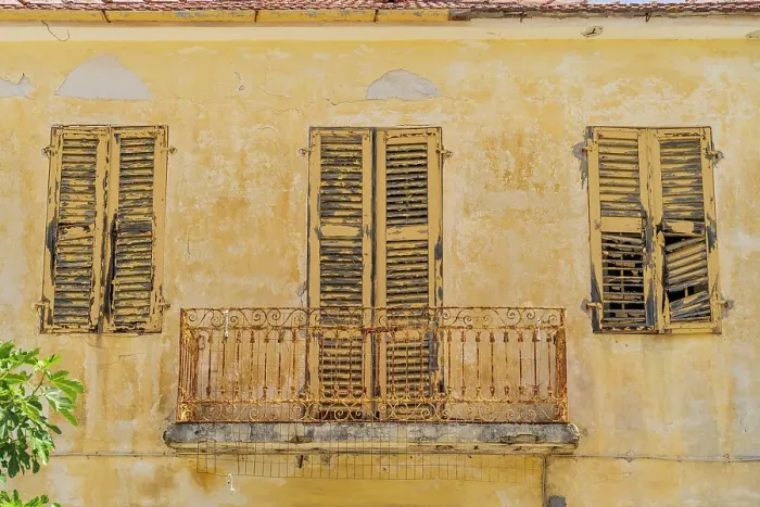 Framed Print : Old shuttered windows, Vathy, Ithaca Island, Ionian Islands, Greek Islands, Greece Framed Print : Old shuttered windows, Vathy, Ithaca Island, Ionian Islands, Greek Islands, Greece