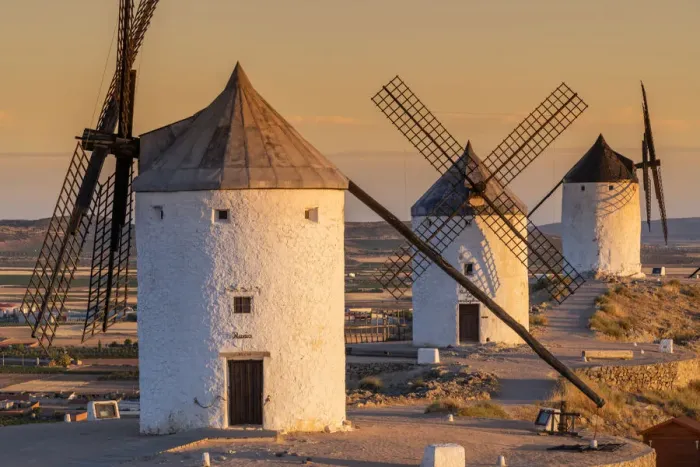 Framed Print : Old Spanish windmills at sunrise, Consuegra, Castilla-La Mancha, Spain Framed Print : Old Spanish windmills at sunrise, Consuegra, Castilla-La Mancha, Spain