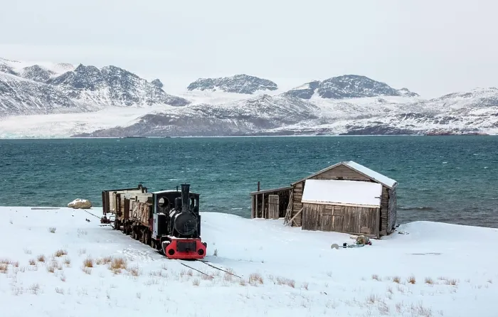 Framed Print : Old steam train used for mining, Ny-Alesund, Spitsbergen, Svalbard, Norway