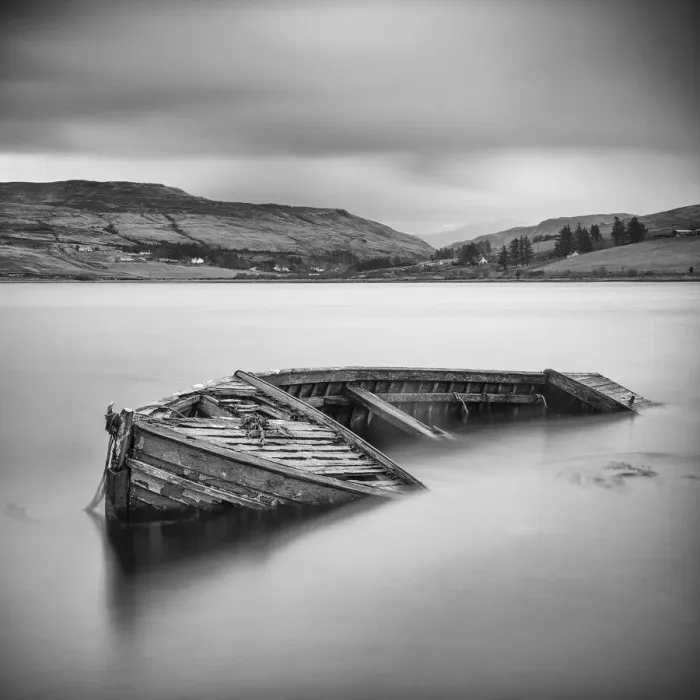 Framed Print : An old sunken boat in Loch Harport, Isle of Skye, Scotland Framed Print : An old sunken boat in Loch Harport, Isle of Skye, Scotland