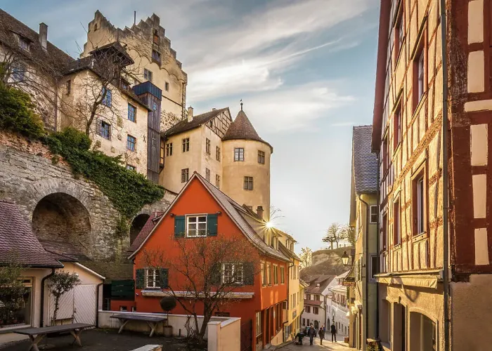 Framed Print : Old Town and Castle of Meersburg, Baden-Wurttemberg, Germany Framed Print : Old Town and Castle of Meersburg, Baden-Wurttemberg, Germany