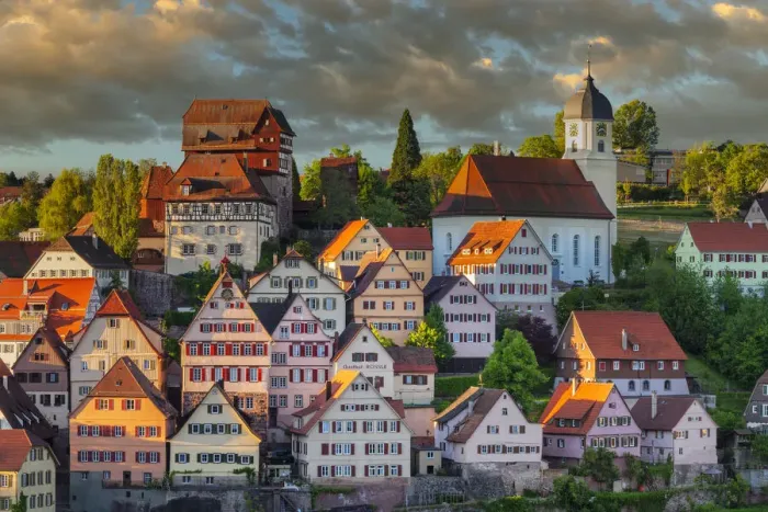 Framed Print : Old town with castle and parish church, Altensteig, Black Forest, Baden-Wurttemberg, Germany Framed Print : Old town with castle and parish church, Altensteig, Black Forest, Baden-Wurttemberg, Germany