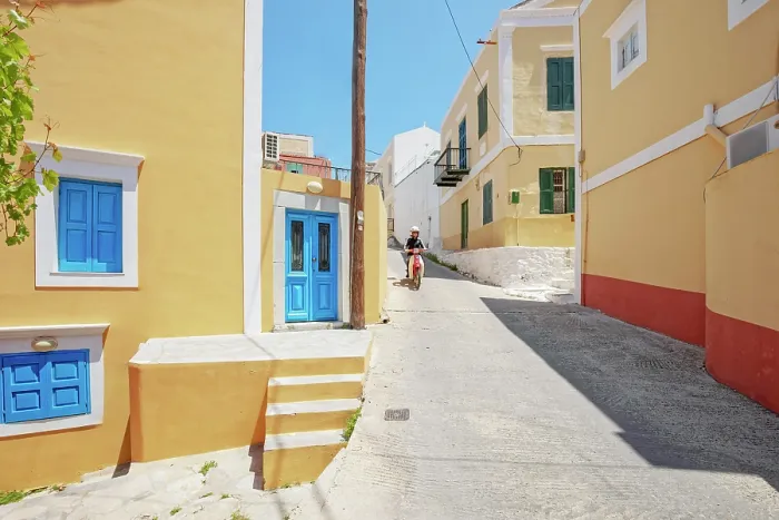 Framed Print : Old town, Chorio, Symi Island, Dodecanese Islands, Greece