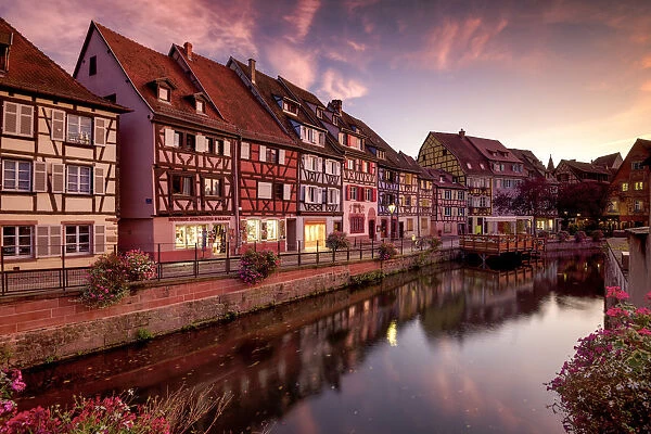 Old Town of Colmar at Sunset, Alsace, France