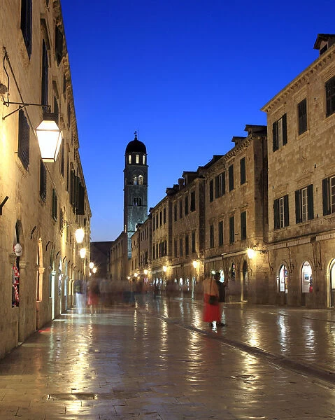 Old town in the evening, Stradun, Dubrovnik, Dalmatia, Croatia