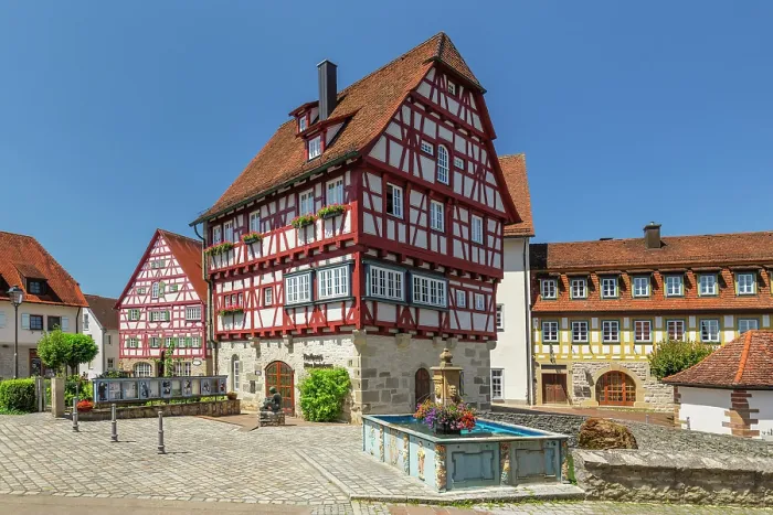 Framed Print : Old Town Hall at Market Square, Vellberg, Hohenlohe, Baden-Wurttemberg, Germany Framed Print : Old Town Hall at Market Square, Vellberg, Hohenlohe, Baden-Wurttemberg, Germany
