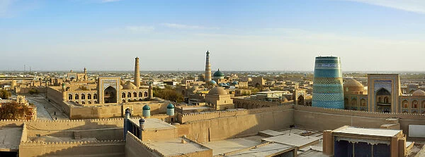The old town of Khiva (Itchan Kala), a Unesco World Heritage Site, seen from the Khuna