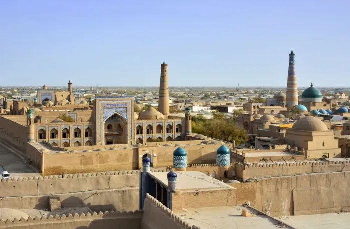 Framed Print : The old town of Khiva (Itchan Kala), a Unesco World Heritage Site, seen from the Khuna Framed Print : The old town of Khiva (Itchan Kala), a Unesco World Heritage Site, seen from the Khuna