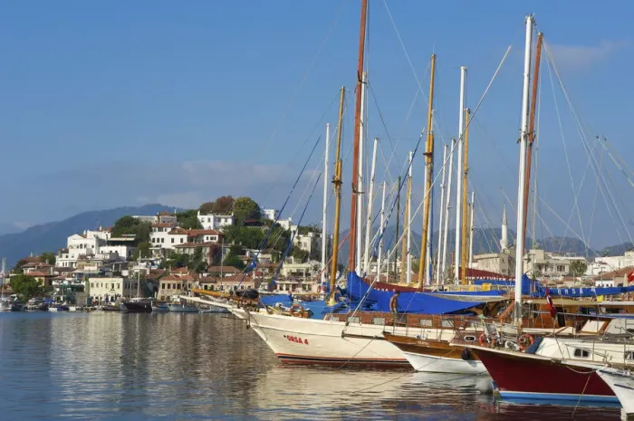 Framed Print : Old Town and Marina in Marmaris, Aegean, Turquoise Coast, Turkey