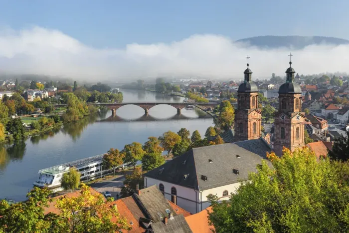 Framed Print : Old town of Miltenberg with St. Jacobs Church, Lower Franconia, Bavaria, Germany