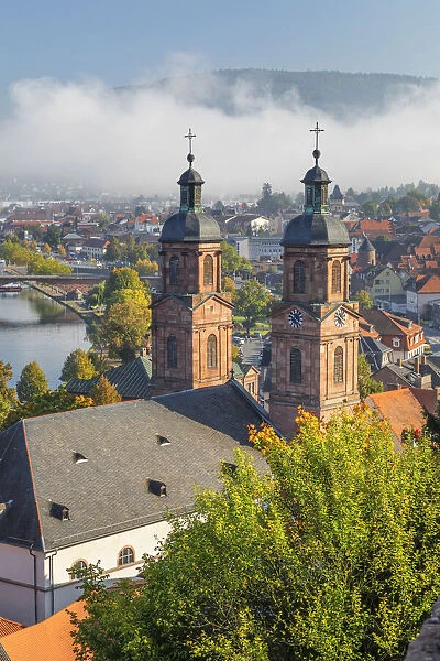 Old town of Miltenberg with St. Jacobs Church, Lower Franconia, Bavaria, Germany