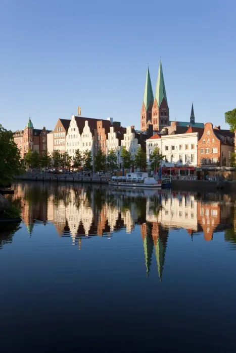 Framed Print : Old town and River Trave at Lubeck, Schleswig-Holstein, Germany Framed Print : Old town and River Trave at Lubeck, Schleswig-Holstein, Germany